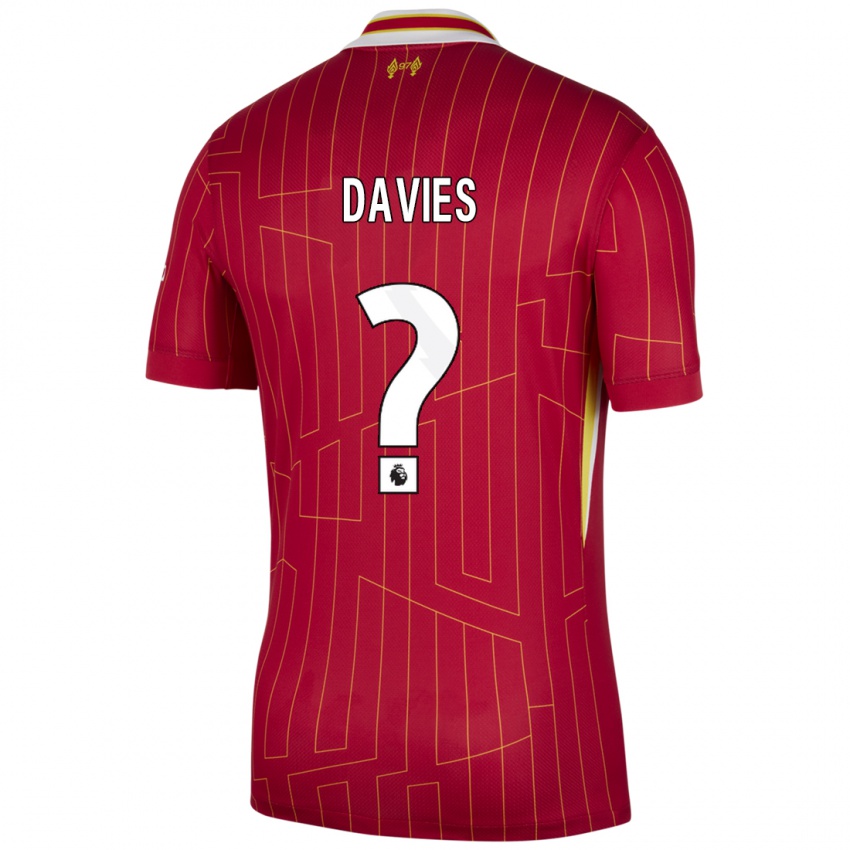 Mænd Harvey Davies #0 Rød Gul Hvid Hjemmebane Spillertrøjer 2024/25 Trøje T-Shirt