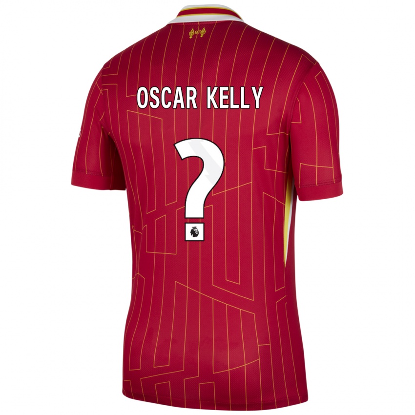 Mænd Oscar Kelly #0 Rød Gul Hvid Hjemmebane Spillertrøjer 2024/25 Trøje T-Shirt