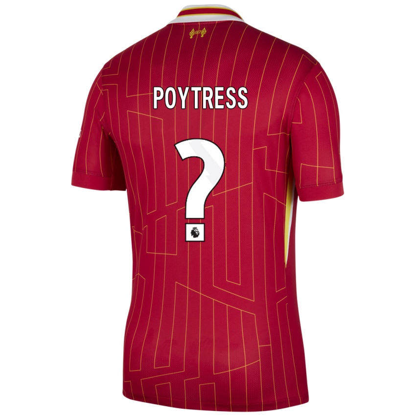 Mænd Jacob Poytress #0 Rød Gul Hvid Hjemmebane Spillertrøjer 2024/25 Trøje T-Shirt