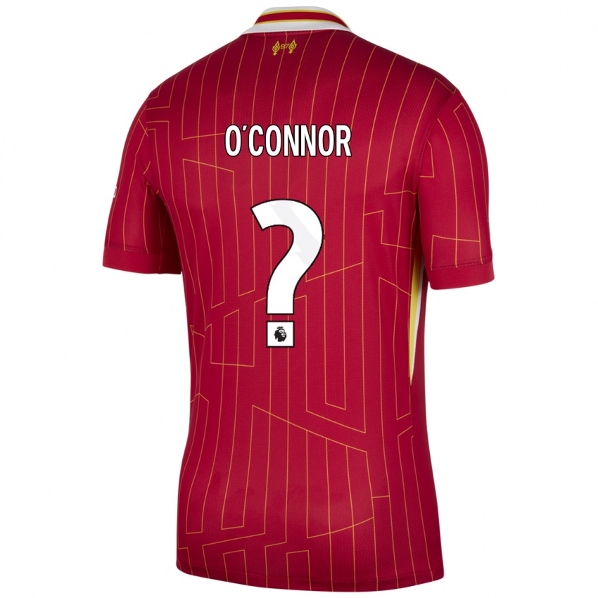 Mænd Ollie O'connor #0 Rød Gul Hvid Hjemmebane Spillertrøjer 2024/25 Trøje T-Shirt