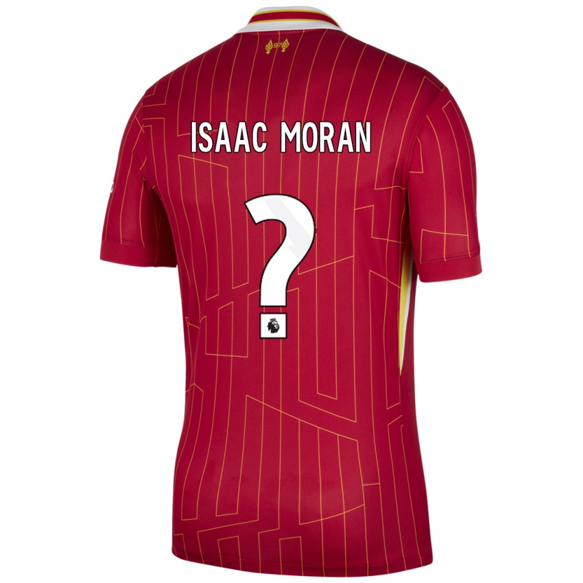 Mænd Isaac Moran #0 Rød Gul Hvid Hjemmebane Spillertrøjer 2024/25 Trøje T-Shirt