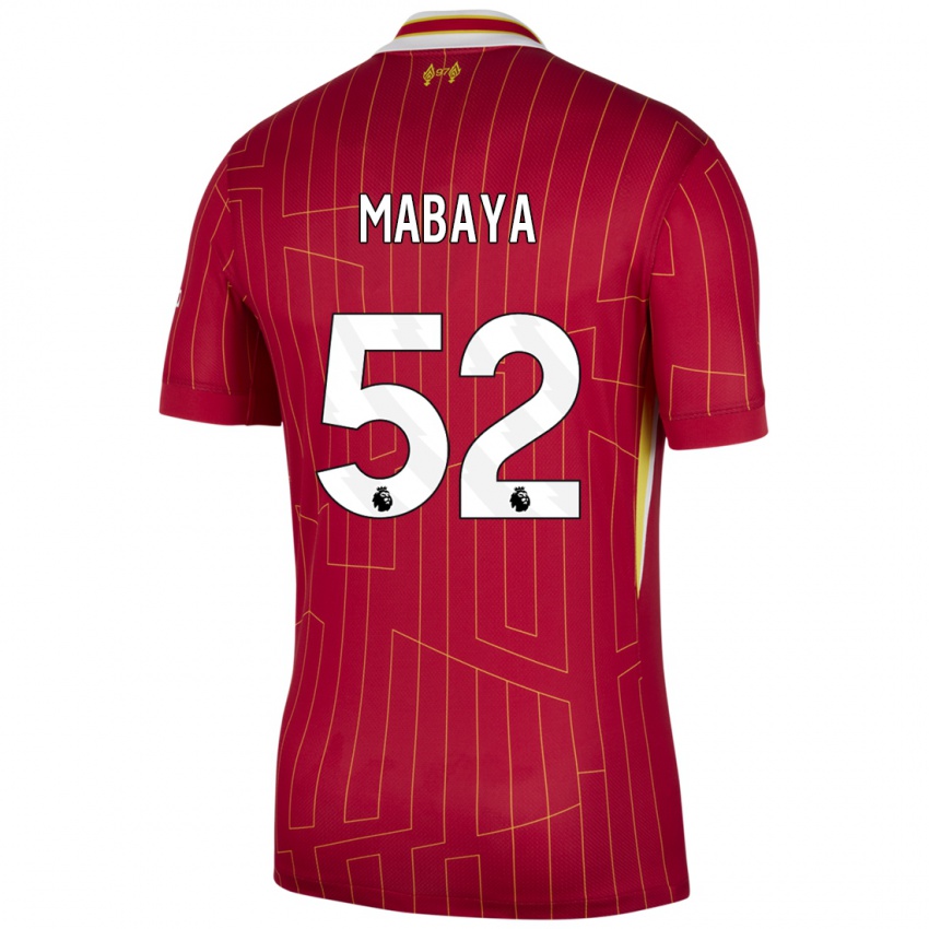 Mænd Isaac Mabaya #52 Rød Gul Hvid Hjemmebane Spillertrøjer 2024/25 Trøje T-Shirt