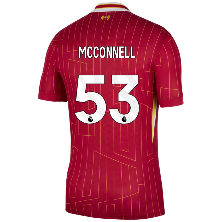 Mænd James Mcconnell #53 Rød Gul Hvid Hjemmebane Spillertrøjer 2024/25 Trøje T-Shirt