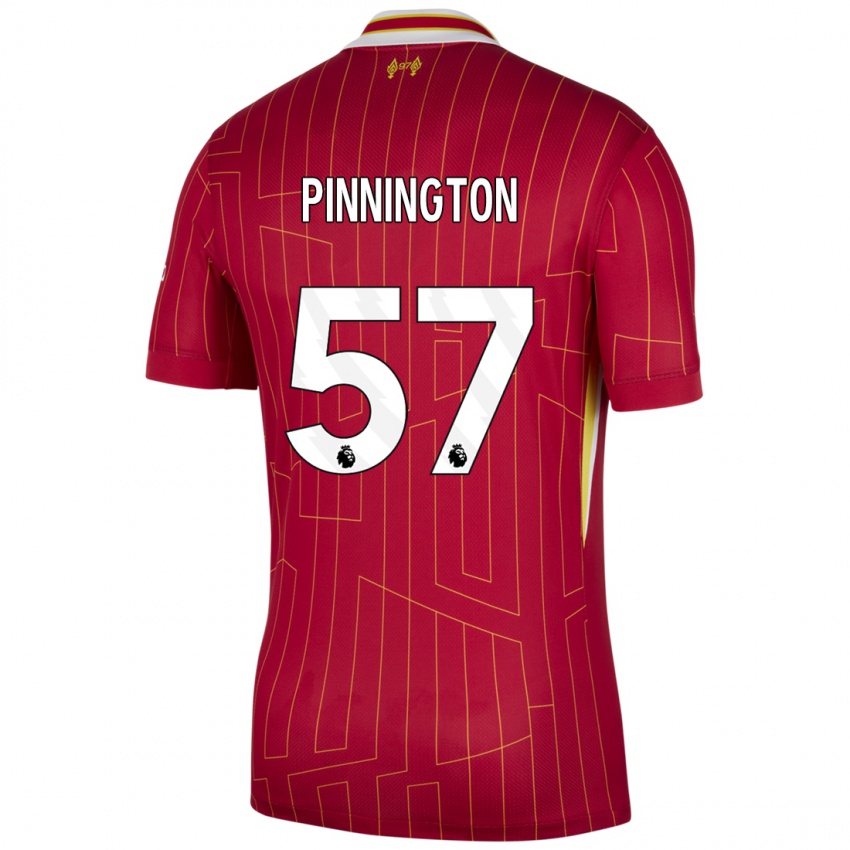 Mænd Carter Pinnington #57 Rød Gul Hvid Hjemmebane Spillertrøjer 2024/25 Trøje T-Shirt