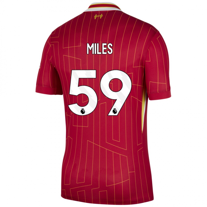 Mænd Terence Miles #59 Rød Gul Hvid Hjemmebane Spillertrøjer 2024/25 Trøje T-Shirt