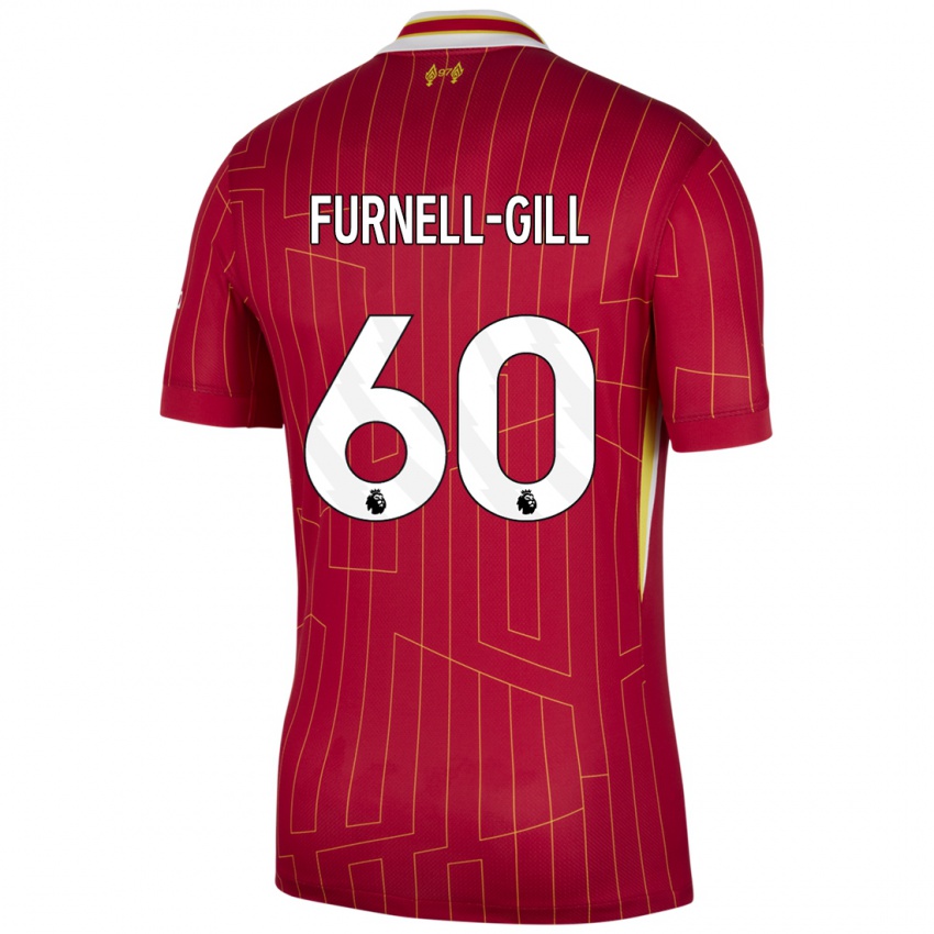 Mænd Luca Furnell-Gill #60 Rød Gul Hvid Hjemmebane Spillertrøjer 2024/25 Trøje T-Shirt