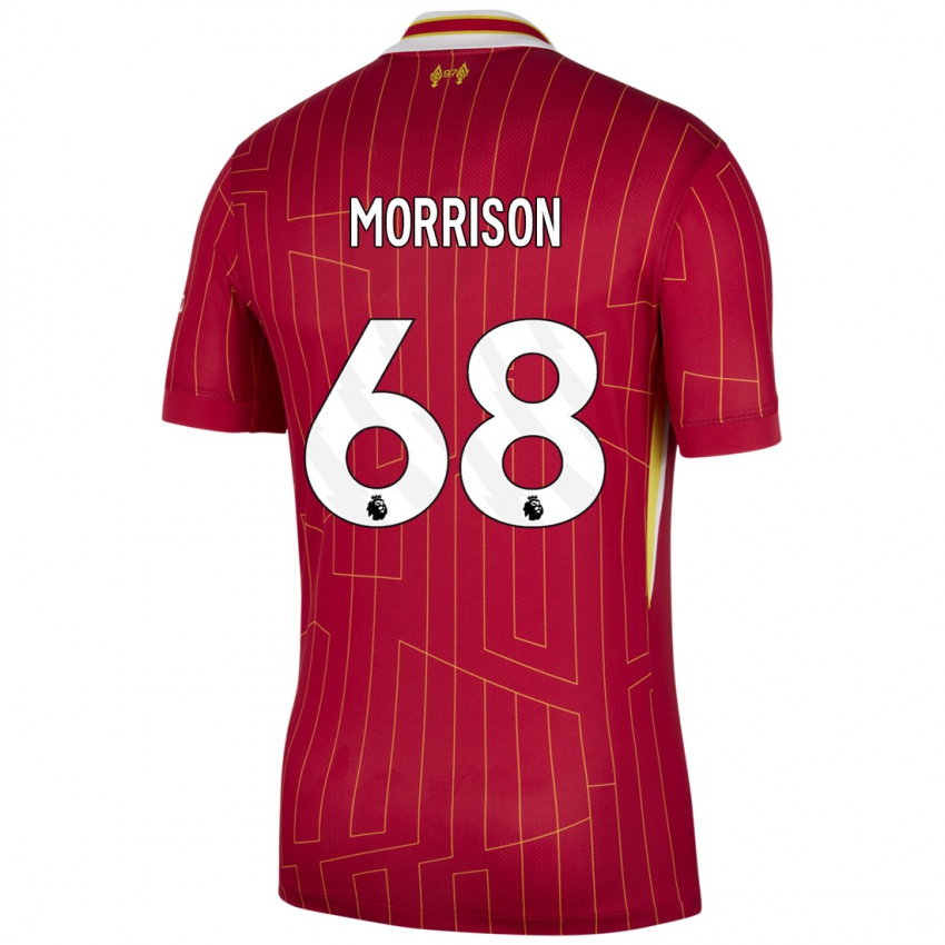 Mænd Kieran Morrison #68 Rød Gul Hvid Hjemmebane Spillertrøjer 2024/25 Trøje T-Shirt