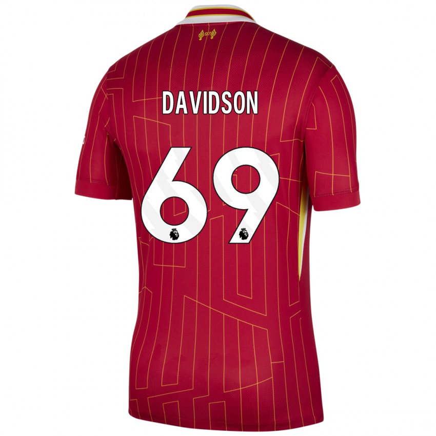 Mænd Josh Davidson #69 Rød Gul Hvid Hjemmebane Spillertrøjer 2024/25 Trøje T-Shirt