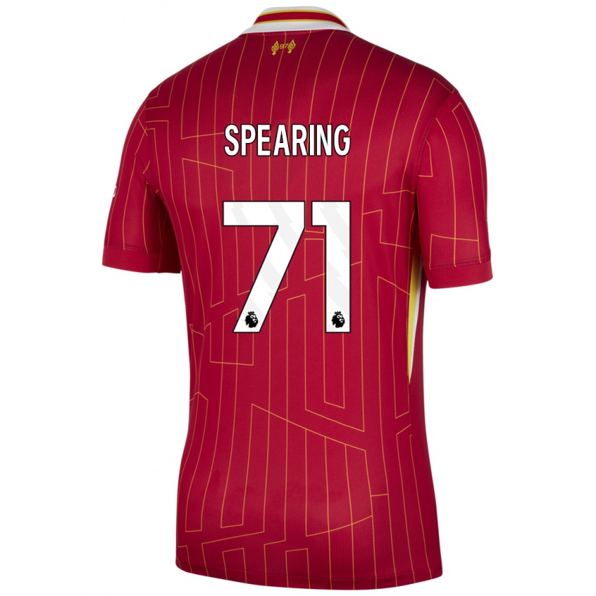 Mænd Jay Spearing #71 Rød Gul Hvid Hjemmebane Spillertrøjer 2024/25 Trøje T-Shirt