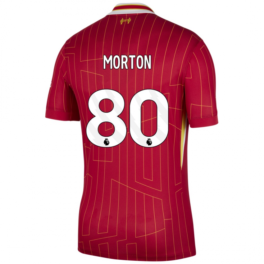 Mænd Tyler Morton #80 Rød Gul Hvid Hjemmebane Spillertrøjer 2024/25 Trøje T-Shirt