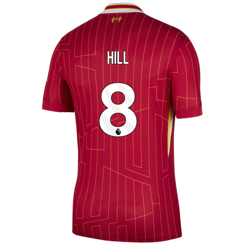 Mænd Tom Hill #8 Rød Gul Hvid Hjemmebane Spillertrøjer 2024/25 Trøje T-Shirt