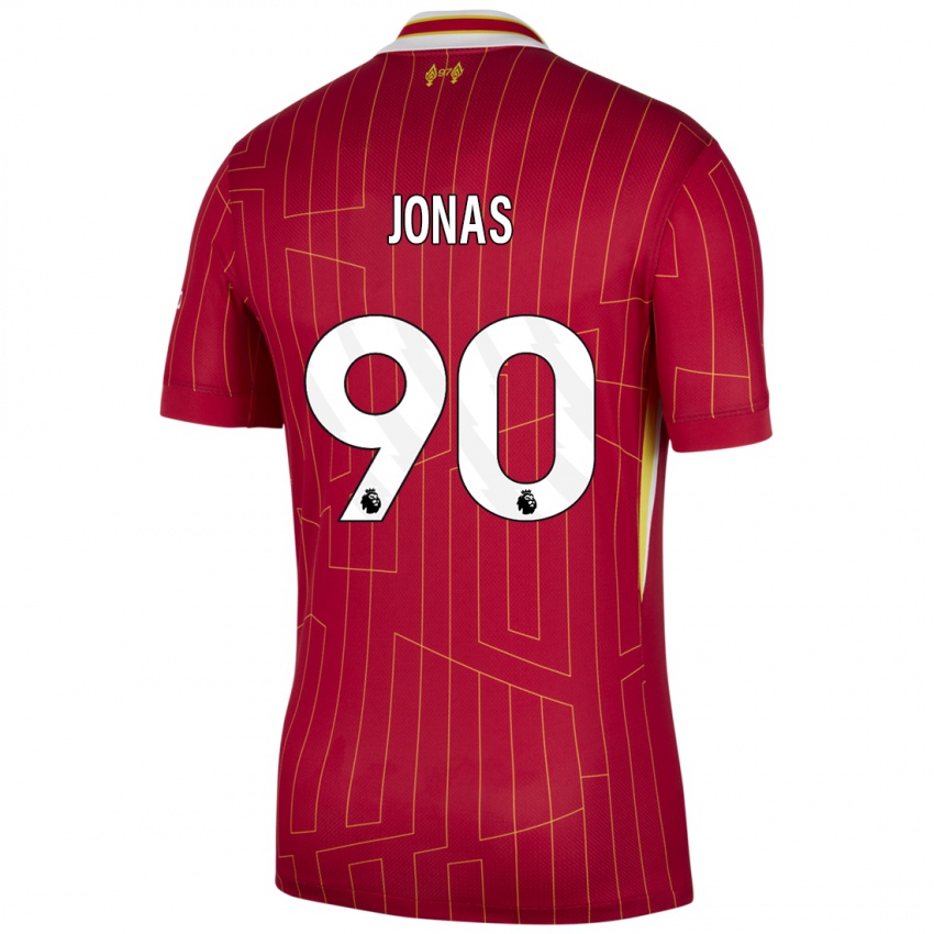 Mænd Lee Jonas #90 Rød Gul Hvid Hjemmebane Spillertrøjer 2024/25 Trøje T-Shirt