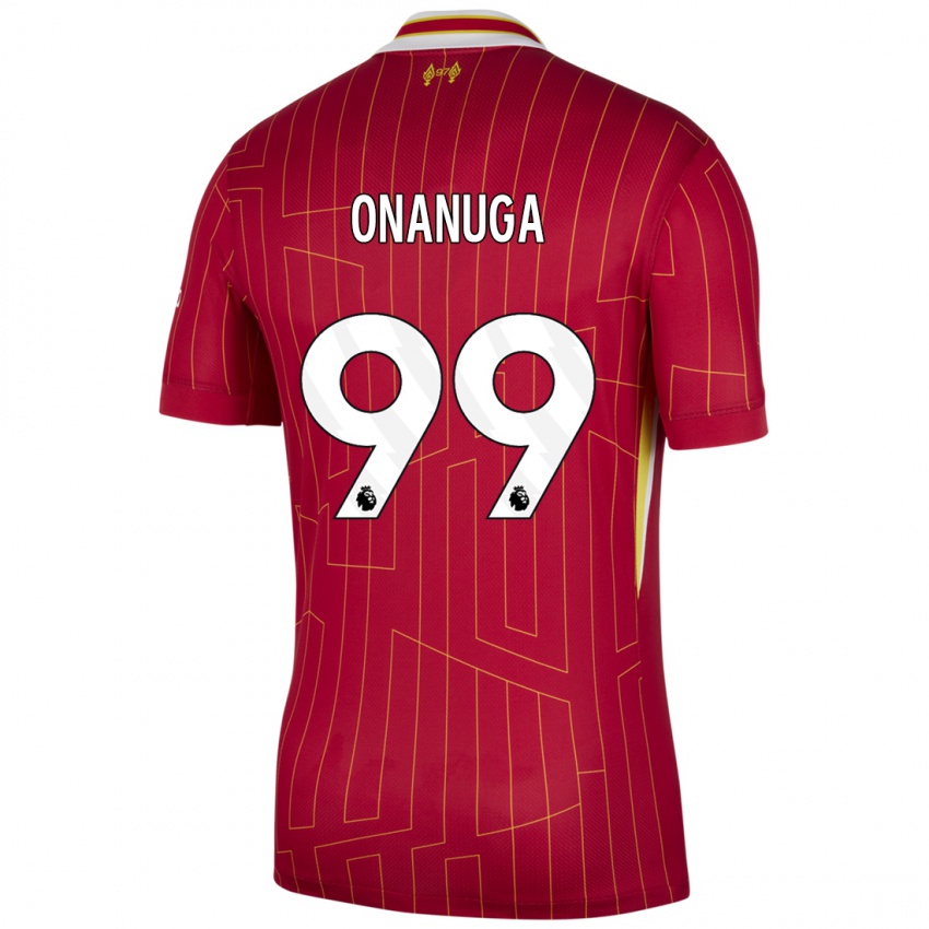 Mænd Fola Onanuga #99 Rød Gul Hvid Hjemmebane Spillertrøjer 2024/25 Trøje T-Shirt