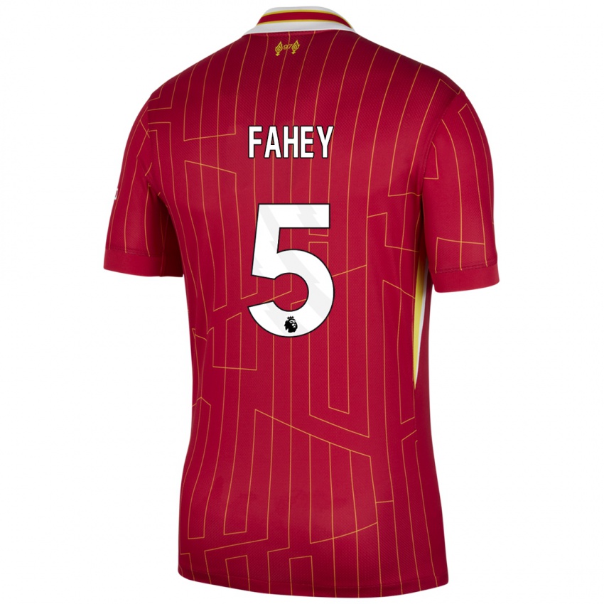 Mænd Niamh Fahey #5 Rød Gul Hvid Hjemmebane Spillertrøjer 2024/25 Trøje T-Shirt