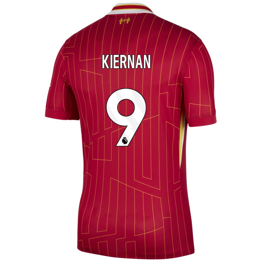 Mænd Leanne Kiernan #9 Rød Gul Hvid Hjemmebane Spillertrøjer 2024/25 Trøje T-Shirt