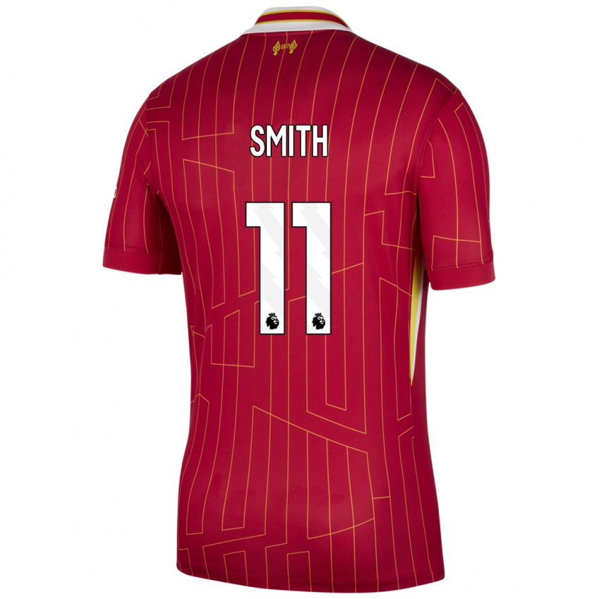 Mænd Olivia Smith #11 Rød Gul Hvid Hjemmebane Spillertrøjer 2024/25 Trøje T-Shirt