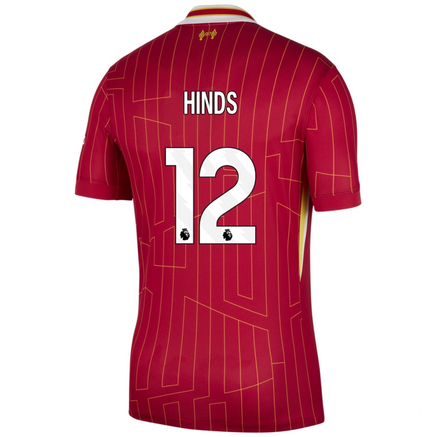 Mænd Taylor Hinds #12 Rød Gul Hvid Hjemmebane Spillertrøjer 2024/25 Trøje T-Shirt