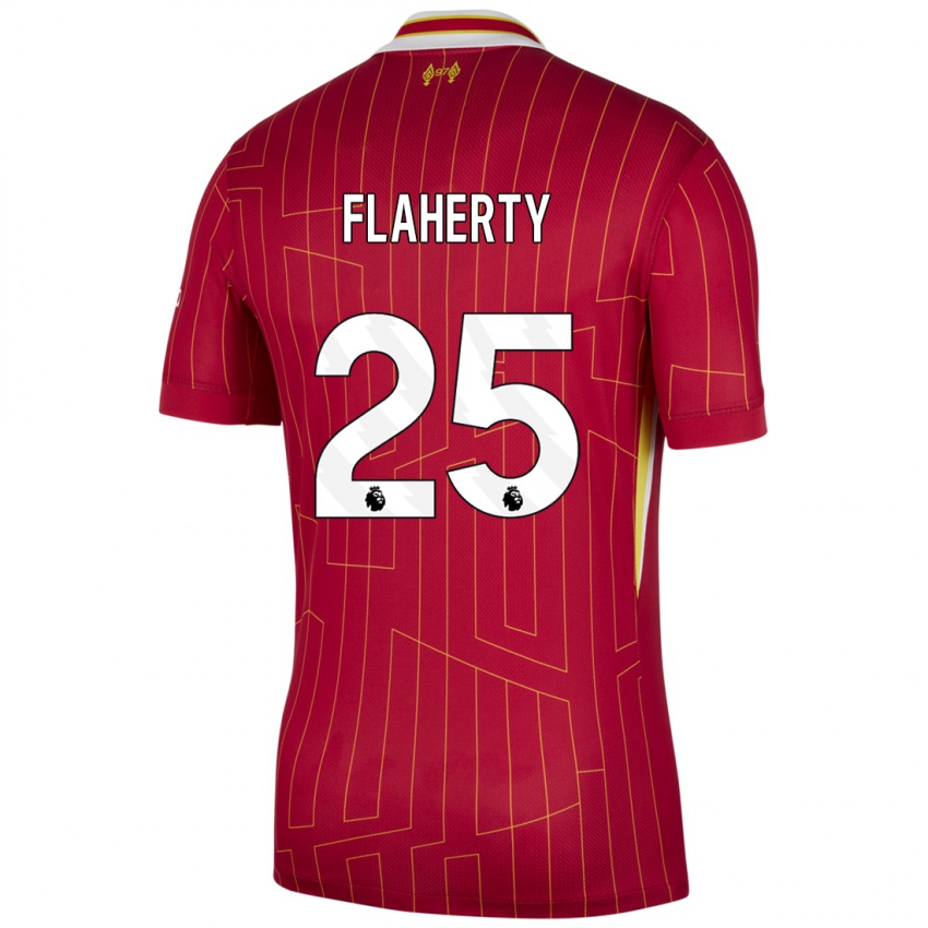 Mænd Gilly Flaherty #25 Rød Gul Hvid Hjemmebane Spillertrøjer 2024/25 Trøje T-Shirt