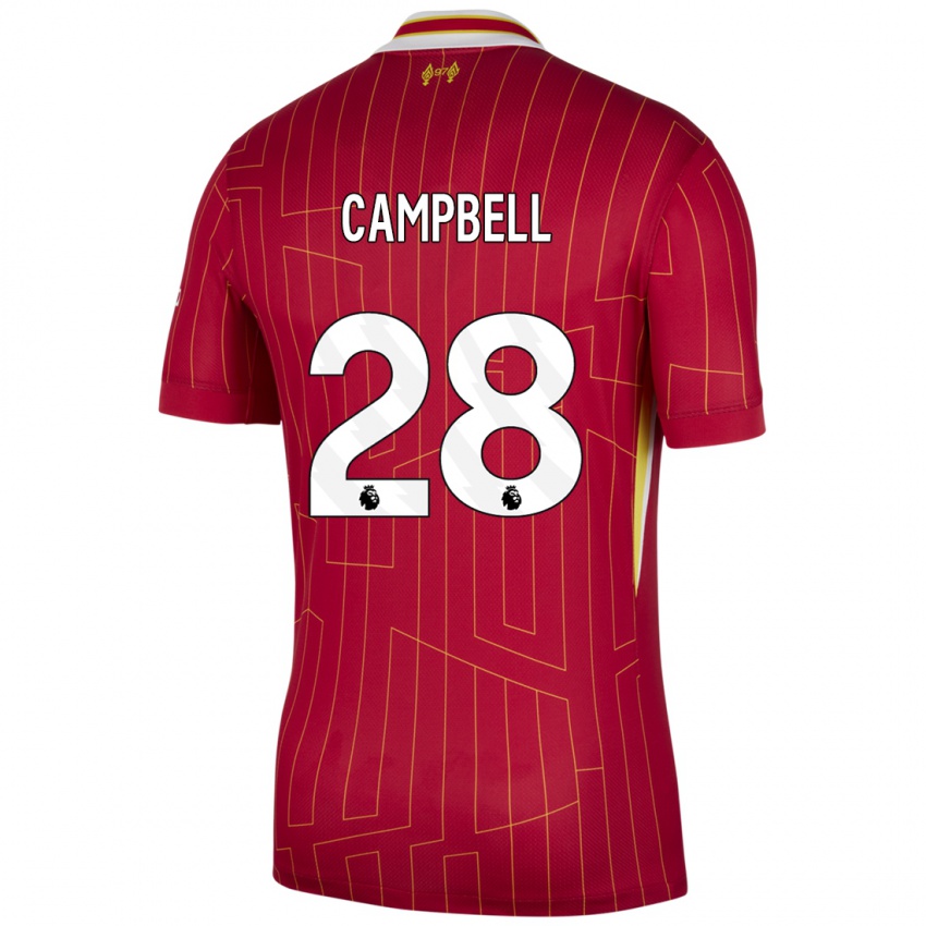 Mænd Megan Campbell #28 Rød Gul Hvid Hjemmebane Spillertrøjer 2024/25 Trøje T-Shirt