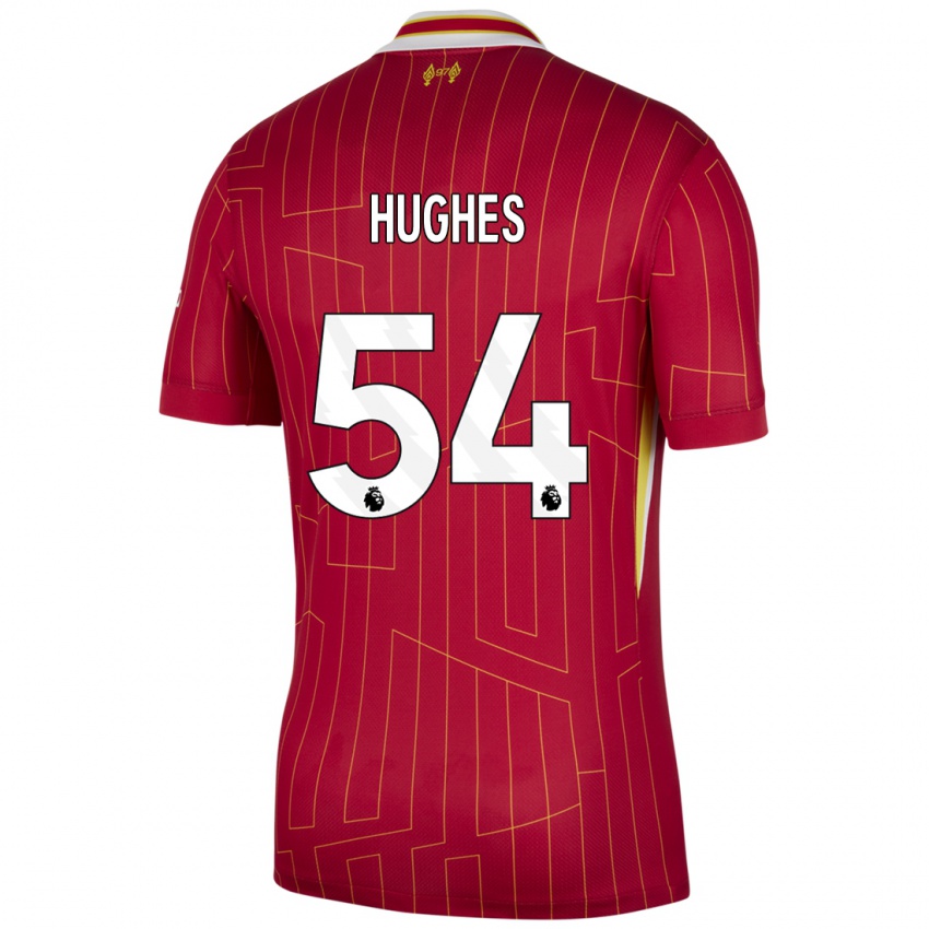 Mænd Liam Hughes #54 Rød Gul Hvid Hjemmebane Spillertrøjer 2024/25 Trøje T-Shirt