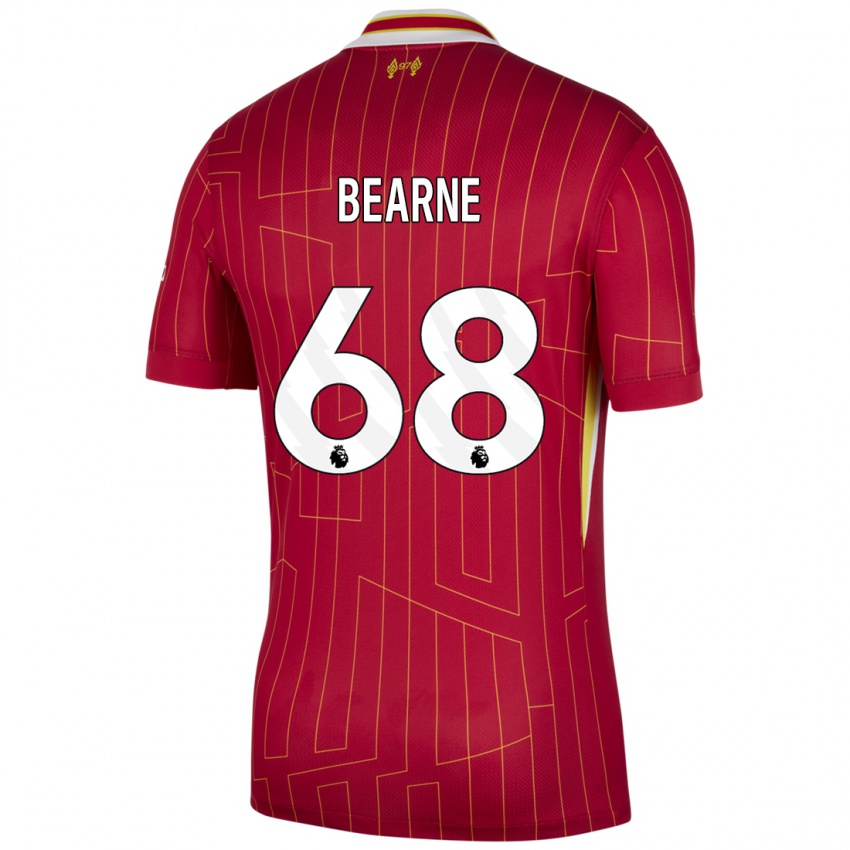 Mænd Jack Bearne #68 Rød Gul Hvid Hjemmebane Spillertrøjer 2024/25 Trøje T-Shirt