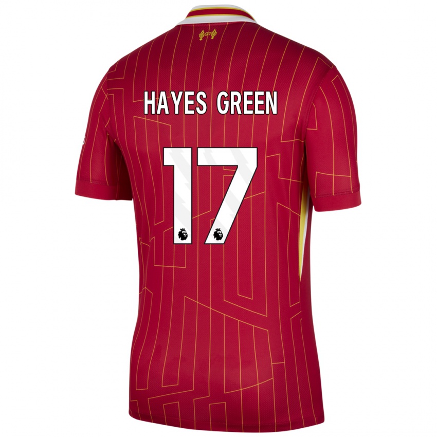 Mænd Charlie Hayes-Green #17 Rød Gul Hvid Hjemmebane Spillertrøjer 2024/25 Trøje T-Shirt