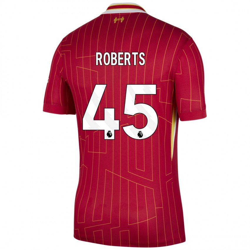 Mænd Iwan Roberts #45 Rød Gul Hvid Hjemmebane Spillertrøjer 2024/25 Trøje T-Shirt