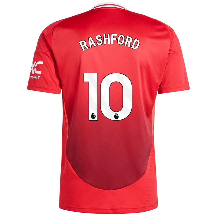 Mænd Marcus Rashford #10 Lyse Rødt Hjemmebane Spillertrøjer 2024/25 Trøje T-Shirt