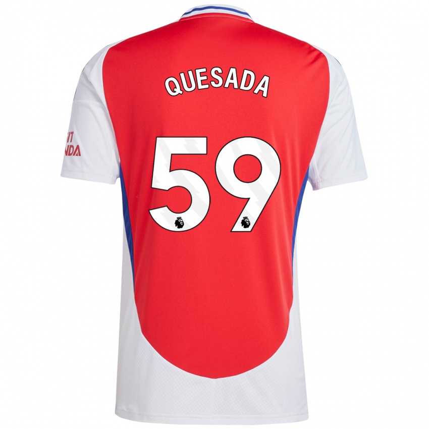 Mænd Elián Quesada #59 Rød Hvid Hjemmebane Spillertrøjer 2024/25 Trøje T-Shirt