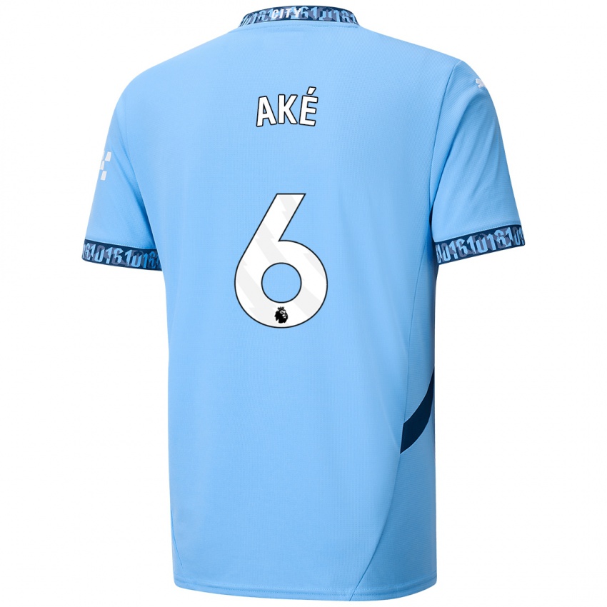 Mænd Nathan Ake #6 Marineblå Hjemmebane Spillertrøjer 2024/25 Trøje T-Shirt