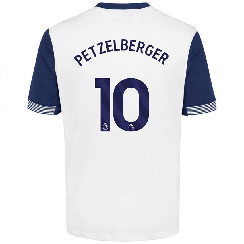 Mænd Ramona Petzelberger #10 Hvid Blå Hjemmebane Spillertrøjer 2024/25 Trøje T-Shirt