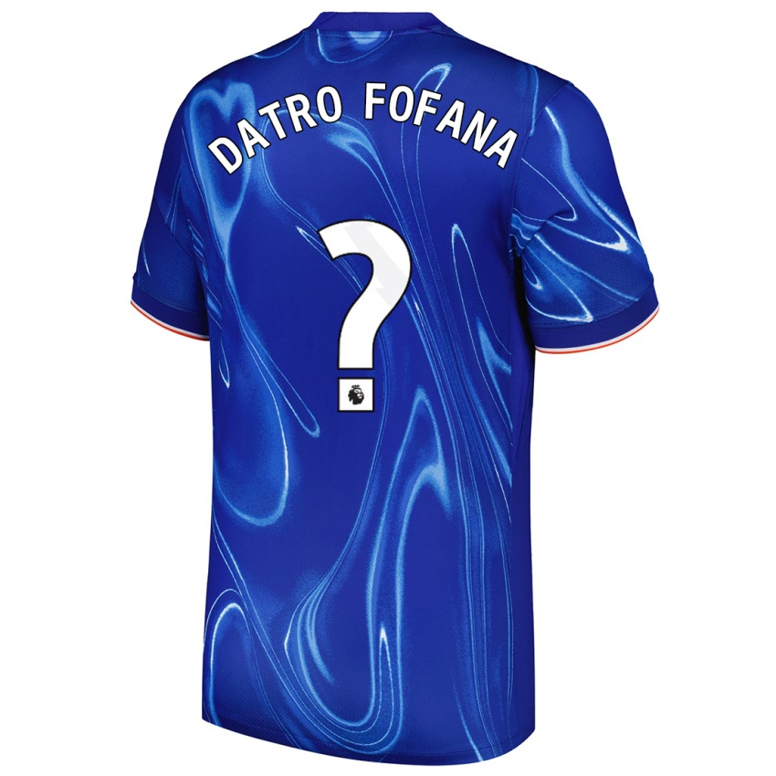 Mænd David Datro Fofana #0 Blå Hvid Hjemmebane Spillertrøjer 2024/25 Trøje T-Shirt