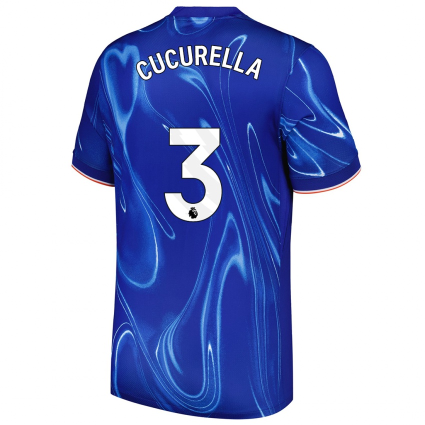 Mænd Marc Cucurella #3 Blå Hvid Hjemmebane Spillertrøjer 2024/25 Trøje T-Shirt