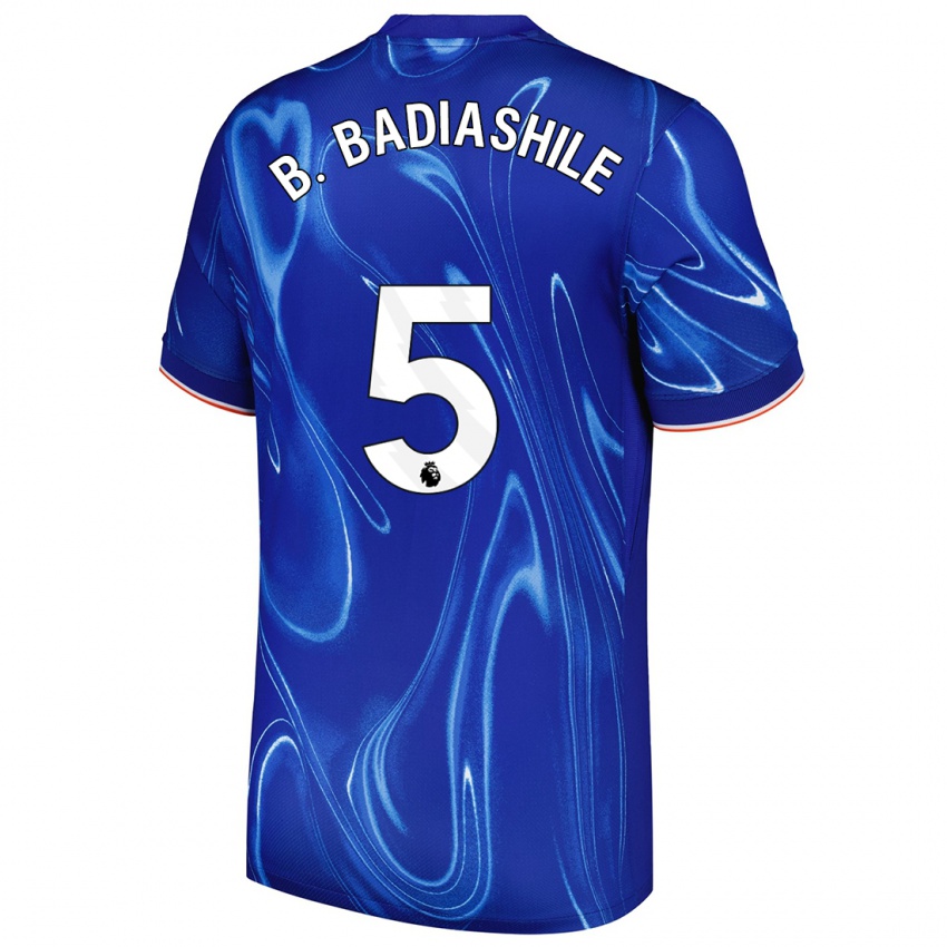 Mænd Benoît Badiashile #5 Blå Hvid Hjemmebane Spillertrøjer 2024/25 Trøje T-Shirt