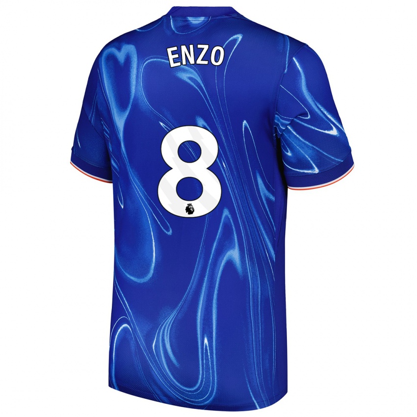 Mænd Enzo Fernandez #8 Blå Hvid Hjemmebane Spillertrøjer 2024/25 Trøje T-Shirt