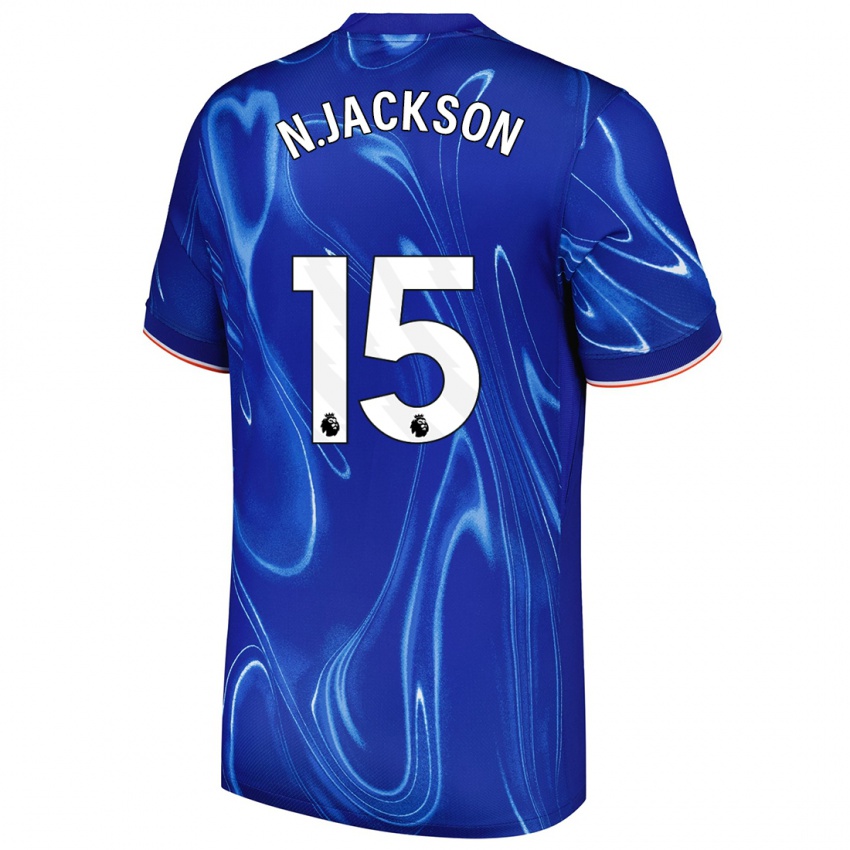 Mænd Nicolas Jackson #15 Blå Hvid Hjemmebane Spillertrøjer 2024/25 Trøje T-Shirt