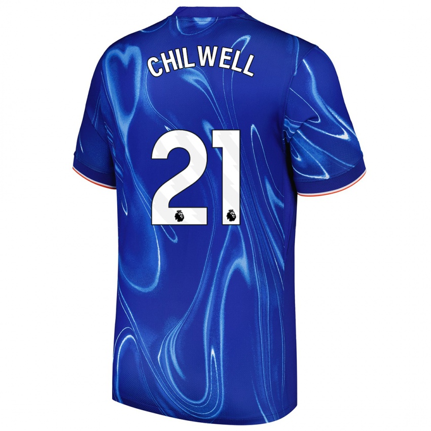 Mænd Ben Chilwell #21 Blå Hvid Hjemmebane Spillertrøjer 2024/25 Trøje T-Shirt