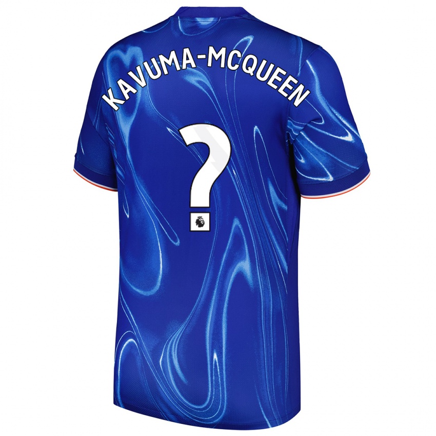 Mænd Ryan Kavuma-Mcqueen #0 Blå Hvid Hjemmebane Spillertrøjer 2024/25 Trøje T-Shirt