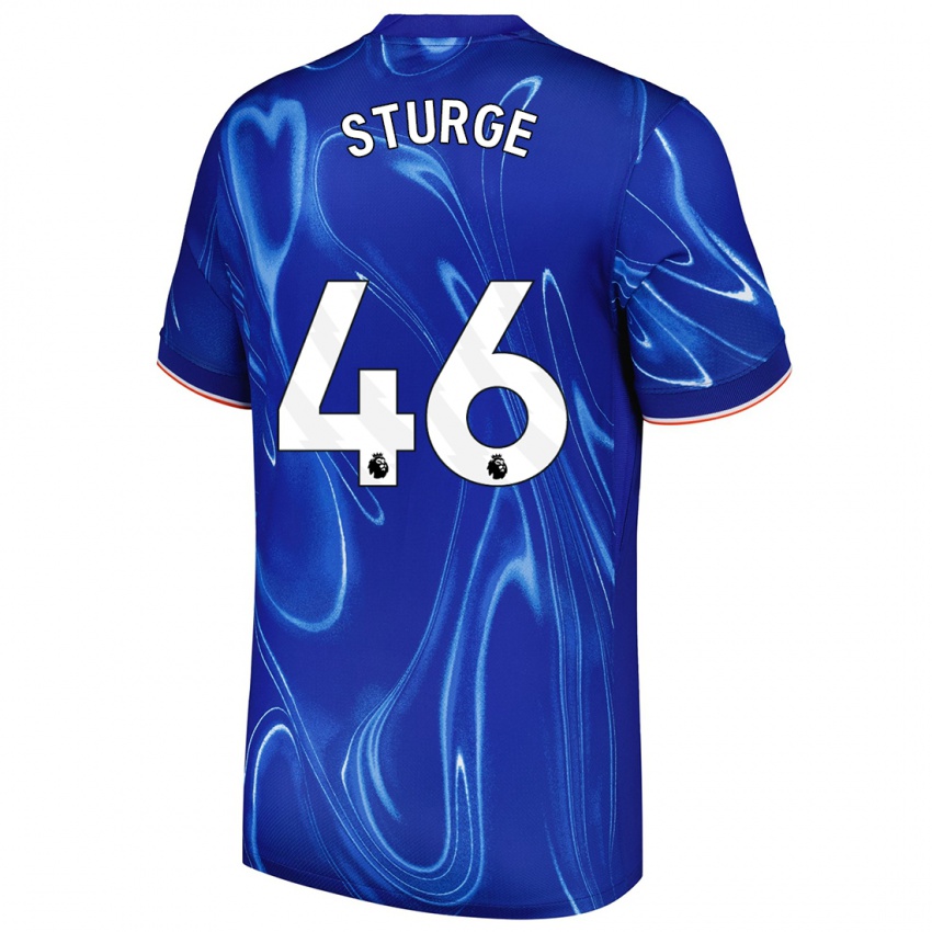 Mænd Zak Sturge #46 Blå Hvid Hjemmebane Spillertrøjer 2024/25 Trøje T-Shirt