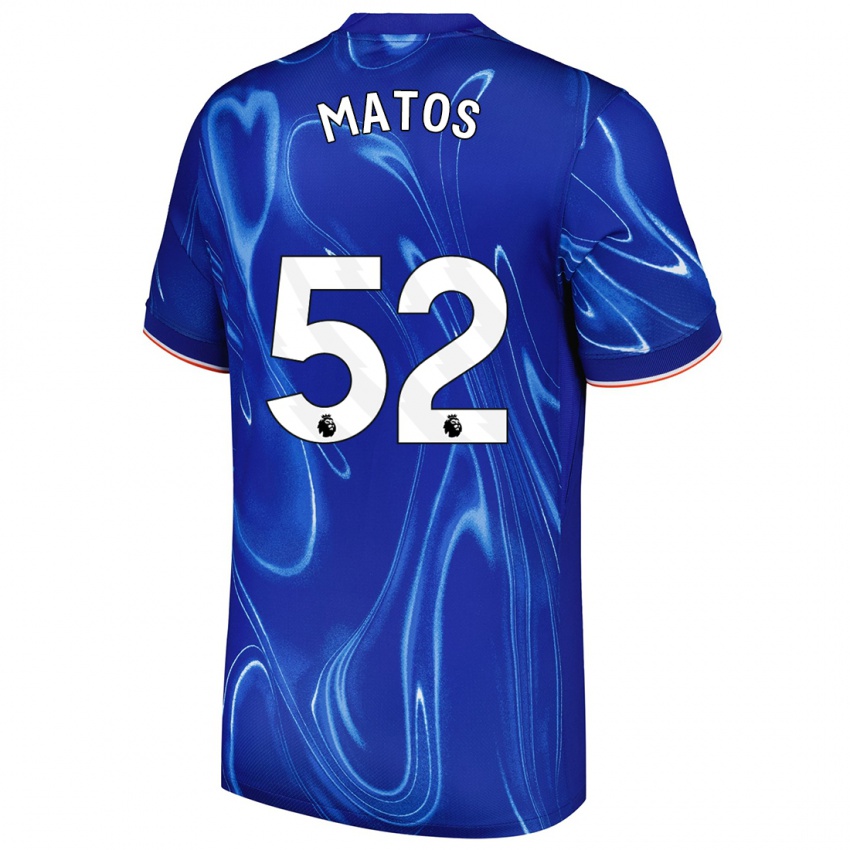 Mænd Alex Matos #52 Blå Hvid Hjemmebane Spillertrøjer 2024/25 Trøje T-Shirt