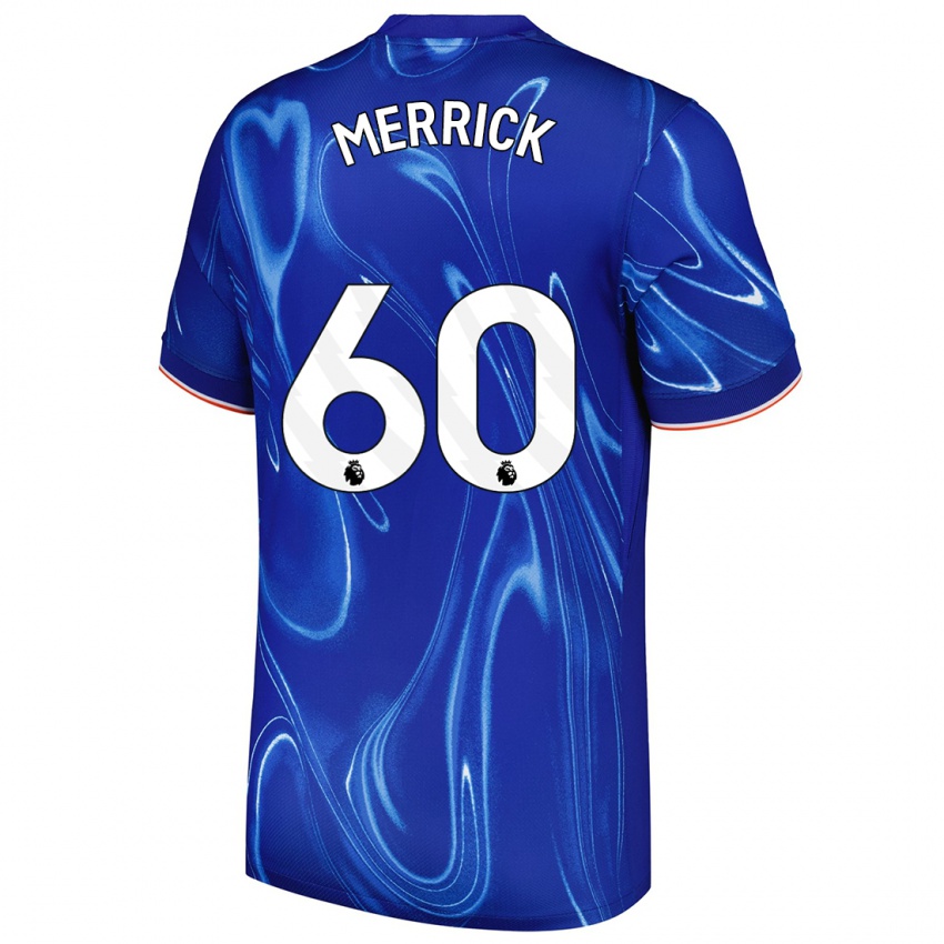 Mænd Max Merrick #60 Blå Hvid Hjemmebane Spillertrøjer 2024/25 Trøje T-Shirt