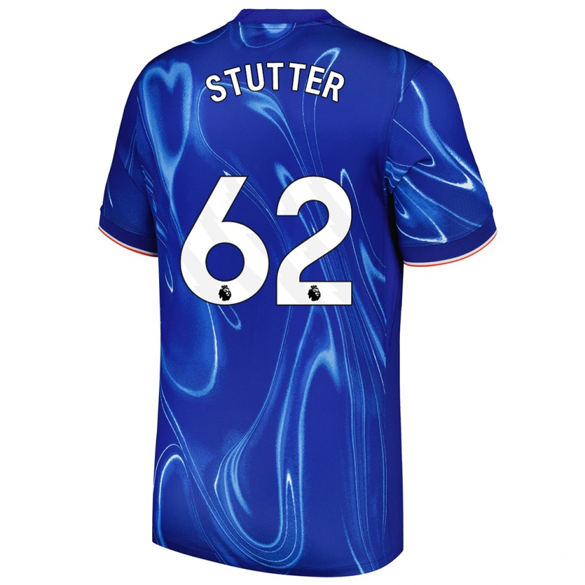 Mænd Ronnie Stutter #62 Blå Hvid Hjemmebane Spillertrøjer 2024/25 Trøje T-Shirt