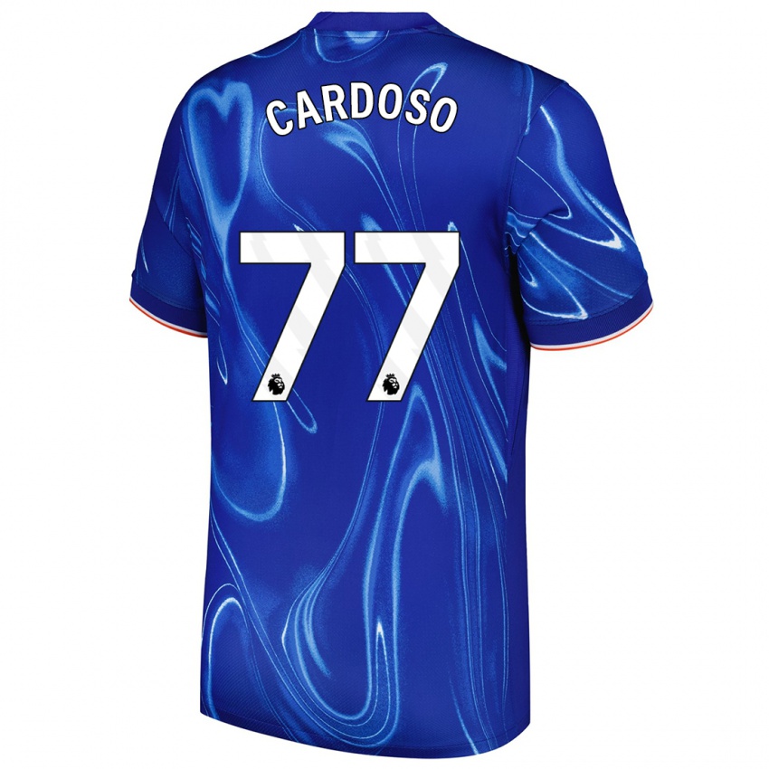 Mænd Leo Cardoso #77 Blå Hvid Hjemmebane Spillertrøjer 2024/25 Trøje T-Shirt