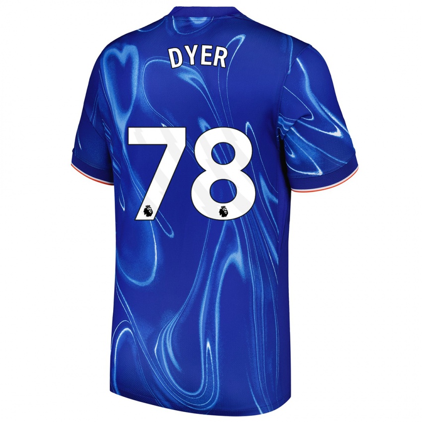 Mænd Kiano Dyer #78 Blå Hvid Hjemmebane Spillertrøjer 2024/25 Trøje T-Shirt