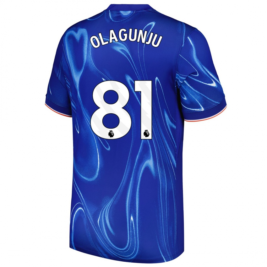 Mænd Saheed Olagunju #81 Blå Hvid Hjemmebane Spillertrøjer 2024/25 Trøje T-Shirt