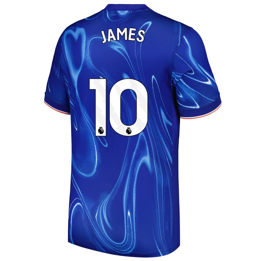 Mænd Lauren James #10 Blå Hvid Hjemmebane Spillertrøjer 2024/25 Trøje T-Shirt