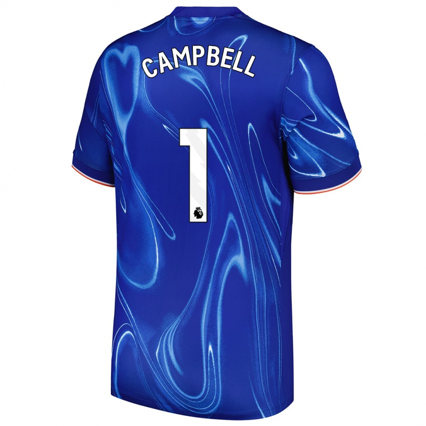 Mænd Luke Campbell #1 Blå Hvid Hjemmebane Spillertrøjer 2024/25 Trøje T-Shirt