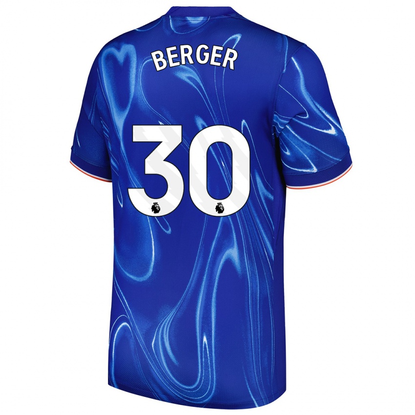 Mænd Ann-Katrin Berger #30 Blå Hvid Hjemmebane Spillertrøjer 2024/25 Trøje T-Shirt