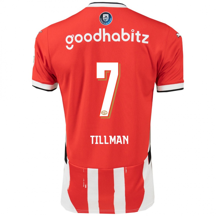 Mænd Malik Tillman #7 Rød Hvid Hjemmebane Spillertrøjer 2024/25 Trøje T-Shirt