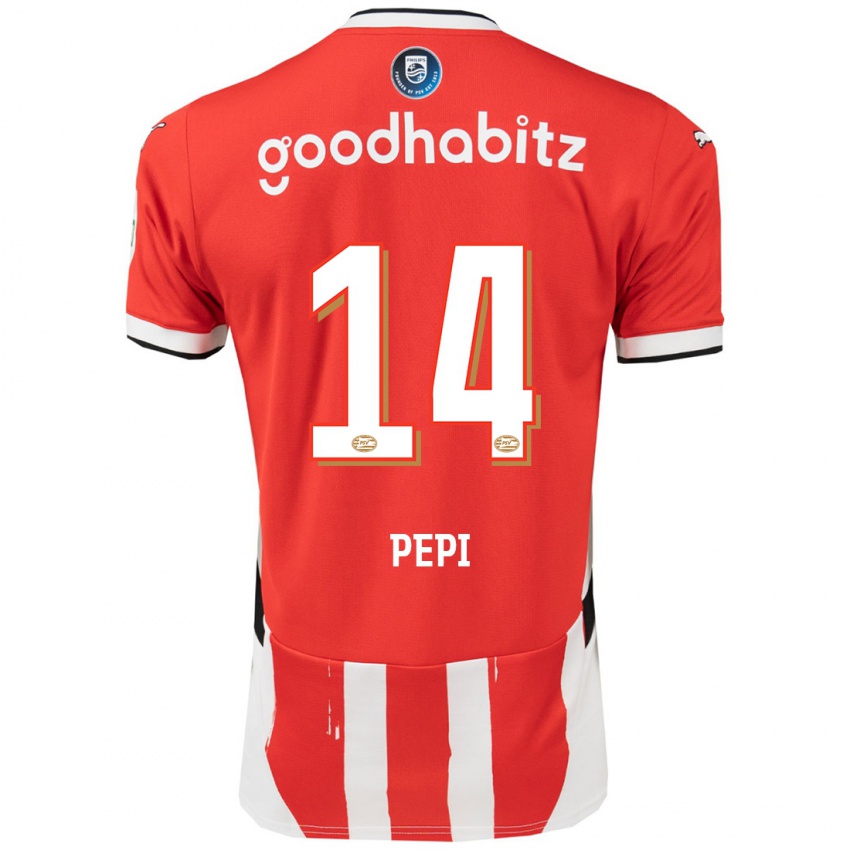 Mænd Ricardo Pepi #14 Rød Hvid Hjemmebane Spillertrøjer 2024/25 Trøje T-Shirt